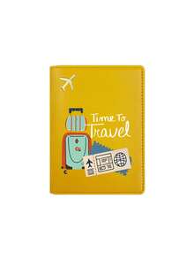 印花護照夾，旅行主題印花護照夾，Time To Travel 卡片行李票券圖案文件袋，輕量耐用大容量，多格護照票券收納套，出國旅行商務出差文件保護套，耐刮耐污文件保護，告別雜亂，旅行收納，給旅行愛好者的貼心禮物，夏季旅行必備品 - 彩色 - 查看 13