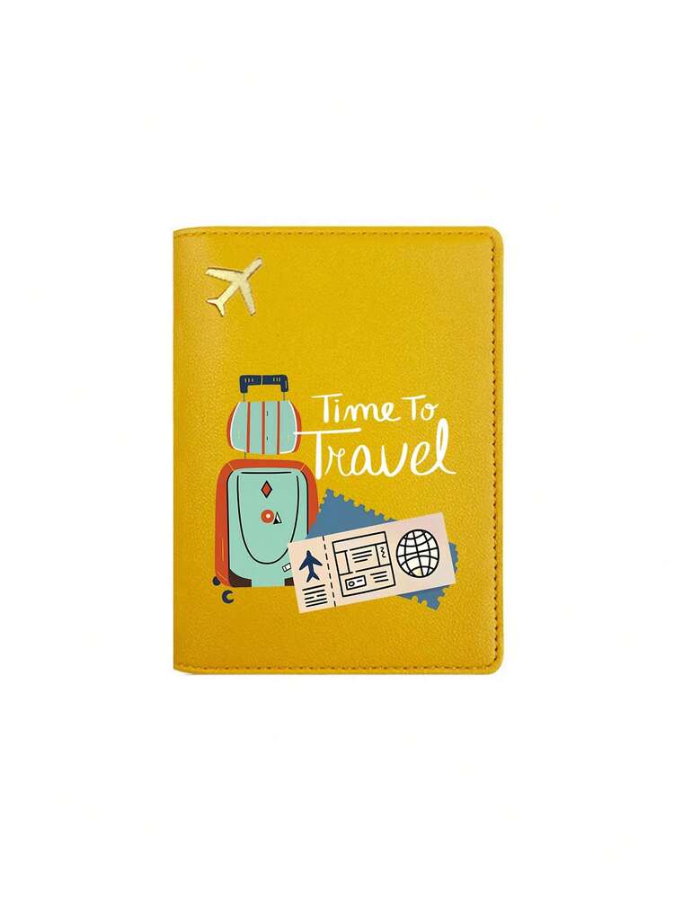印花護照夾，旅行主題印花護照夾，Time To Travel 卡片行李票券圖案文件袋，輕量耐用大容量，多格護照票券收納套，出國旅行商務出差文件保護套，耐刮耐污文件保護，告別雜亂，旅行收納，給旅行愛好者的貼心禮物，夏季旅行必備品 - 彩色 - 查看 13