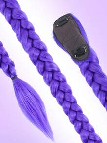 26inch Long Purple Braid Hair Ponytail Easy Clip In Purple Ponytail Hair Extensions For Cosplay Halloween And Christmas Costume - Multicolor - View 4
