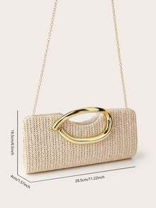 AIBBYDAR Women's Clutch Bag Beach Bag Straw Woven Bag Summer Essential Holiday Essential Beach Holiday Vacation Season Versatile Women's Crossbody Bag Women's Bag Makeup Bag Casual Minimalist Vacation Essential - Beige - View 9