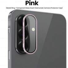 For Samsung Galaxy A57/A37 Case Luxury Diamond Metal Ring Tempered Glass Camera Lens Protector Cap Galaxy A56 A36 A26 A37 A57 5G - Multicolor - View 6