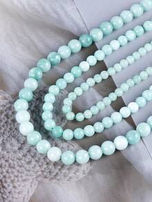 Cuentas sueltas redondas de jade birmano natural de 6/8/10mm con espaciador de ágata para hacer joyas DIY, accesorios para collares y pulseras - verde menta - Ver 8