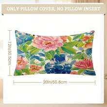 18x18 Inch Blue And White Chinoiserie Throw Pillow Covers, Floral Peacock & Pagoda Watercolor Print, Farmhouse Decor For Indoor/Outdoor Use, Envelope Closure, Machine Washable - 樣式 2 - 查看 10