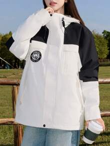 CAMEL CROWN Outdoor Color-Blocked 3-In-1 Down Jacket, Warm Down-Filled Workwear Coat - Warm White Phantom Black - View 5