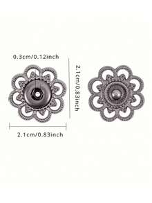 2/12pcs Vintage Gold Hollow Flower Metal Snap Buttons, Durable Smooth Edge Easy To Sew Press Studs, Suitable For Jackets, Coats, Shirts, Sweaters DIY Clothing, Gift For Tailors And Craft Enthusiasts - Multicolor - View 5
