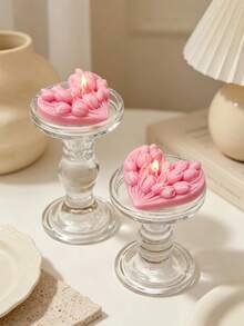 1 Piece French Heart Shape Scented Candle, Tulip Shape, Smokeless Soy Wax, Ambient Lighting, Creative Tabletop Decor, Home Decor, Wedding, Elegant And Beautiful, Gift For Women, Gift For Friends, Event Venues - A - View 3