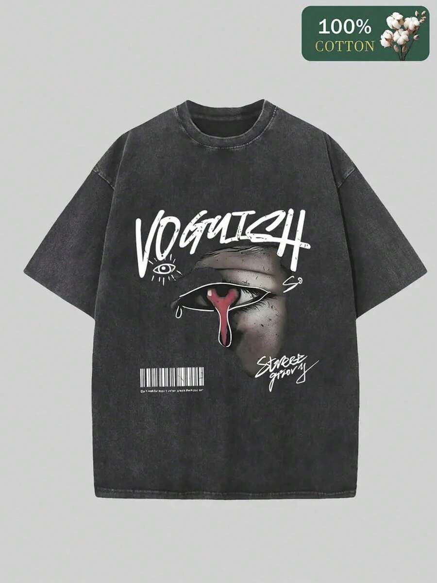 a con las palabras "Por favor, no te deprimas", camiseta de marca de moda vintage batik de alta calidad, grosor medio, adecuada para el verano, un regalo perfecto para cosplay en vacaciones. - Negro - Ver 1