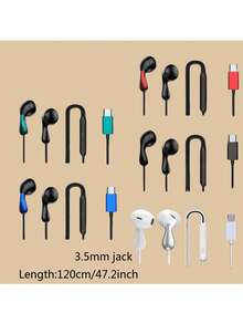 Hochwertige Audioqualität & klare Anrufqualität Kabel-Ohrhörer - leicht, knitterfrei, mit 3,5 mm/Typ-C-Anschluss und Lautstärkeregelung - ideal für Gamer und als Geschenk - Grün - Übersicht 8