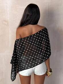 1pc Polka Dot Contrast Color Lightweight Loose Shawl - Multicolor - View 6