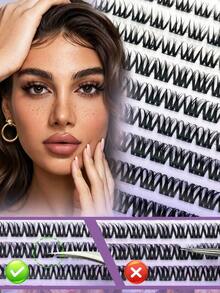 ELYCO 144 Clusters/120 Clusters Segmented Fluffy Eyelash Clusters 0.07mm Thickness 8–16mm Mixed Length False Eyelashes Dense Curly Soft Material Reusable Segmented Design Daily Commute False Eyelashes - D - View 2
