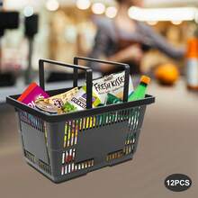 SanBouSi 12PCS Plastic Shopping Baskets Shopping Baskets With Handles Shopping Baskets - Black - View 8
