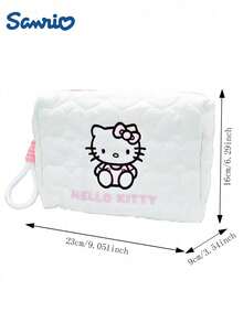 SANRIO 1 pieza Bolsa de almacenamiento de gran capacidad con licencia oficial de   , bolsa de maquillaje suave y transpirable, organizador de cosméticos multifuncional, bolsa de aseo, organizador de accesorios, bolsa de almacenamiento para viajes, adecuada para organización del hogar y viajes, estilo de dibujos animados lindo, regalo de cumpleaños y festividades para mujeres, novias, fans - Multicolor - Ver 2