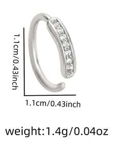 4pcs/1pc Silver Plated Full CZ Nose Ring - 20G Exquisite Densely Set Nose Ring, Suitable For Women And Men, Hypoallergenic Spiral Nose Hoop, Shiny Minimalist Piercing Jewelry Titanium Steel Neck Piercing Nose Ring Septum Jewelry - Silver - View 7