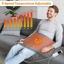 Hailicare Electric Heating Pad, Relieves Back And Menstrual Pain, 9 Heating Levels, 4 Timer Settings, 11.8x23.6 Inches, Soft Heating Pad, Suitable For Abdomen, Shoulders, Knees And Legs, Machine Washable, Auto Shut-Off - US A Type Plug(110-127V) - View 3