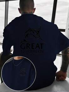 Una camiseta casual para hombre con un diseño creativo, estampado de Marlin GREAT NORTHERN, estilo retro americano, única y llamativa, estampado a doble cara en la parte delantera y tras - Blanco - Ver 1
