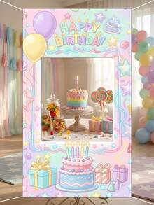 1件生日拍照道具，蛋糕禮盒設計，適用於生日派對裝飾。這是生日禮物的理想選擇，適合生日攝影背景、派對和戶外慶祝裝飾。 - 生日快樂 - 查看 9