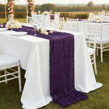 1pc Deep Purple Cream Cheesecloth Table Runner 35x120 Inches (Approx. 90x300.4 Cm), Easter Spring Farmhouse Rustic 10 Feet (Approx. 3.0 M) Gauze Cheesecloth Table Runner Suitable For Wedding Banquet Bridal Shower Birthday Party Home Decor - Purple - View 11