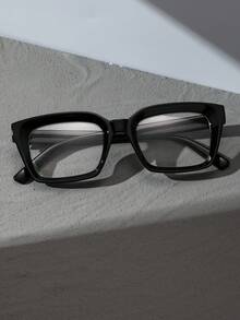 1 Pair Square Frame Glasses, Clear Lenses, Suitable For Reading, Gaming, TV, Computer And Mobile Use, Unisex - Clear - View 4