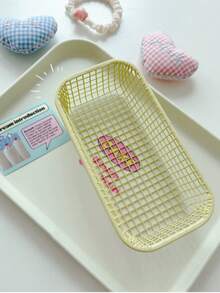 4pcs Cream Color Ins Style Iron Art Storage Baskets, Miscellaneous Stationery Organizer Rack, Multi-Set Combination, Multi-Color Combination Storage, Multi-Functional Desktop Office Supplies Student Supplies Storage Basket, Pen Holder - Multicolor - View 6