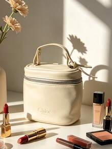 Chloé Quilted Canvas Makeup Bag, Lightweight Zipper Design, Daily Handbag Organizer CHLOE-GIFT-20 - White - View 2