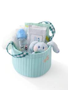 Quilted Diaper Bag Diaper Storage Bag For Boys And Girls,Embroider Bear Nappy Storage Basket,Two Size Diaper Storage Case Baby Items,NewBorn Essential - Multicolor - View 11
