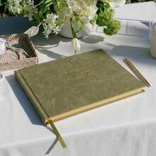 YY Beautiful Wedding Guest Book For Your Wedding Reception - Simply Elegant Velvet Guestbook To Sign In And Add  Photos - The Perfect Bridal Shower Guest Book For The Special Day - Sage - View 2