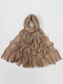 1pc Women's Solid Color Modal Fabric Pleated Tassel Scarf, Casual Daily Headscarf, Sun Protection & Warmth Shawl Scarf Suitable For Dresses - Multicolor - View 11