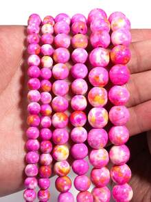 6/8/10mm Natural Stone Beads Rain Colored Stone Round Loose Spacer Beads For Jewelry Making Needlework Diy Bracelet Necklace - Multicolor - View 4