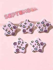 10/20/100pcs DIY Handmade Patch Flat Bottom Children's Hair Accessory Clips Cross-Border Shoe Flower Base Material Five-Pointed Star Buttons - Five-pointed Star Button - View 7