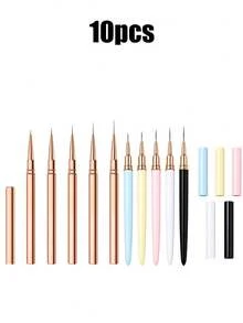 10PCS/5PCS Nail Liner Brush Set, Ultra-Fine Liner Brushes For Nails, Nail Art Brushes Suitable For Gel Nail Polish, Detail Painting And Drawing, Professional Nail Salon Tools - Multicolor - View 7