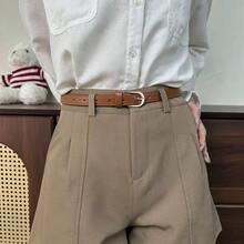 1pc/3pcs Solid Color Casual PU Leather Waist Belt, Thin Style For Women, All Season - A - View 2