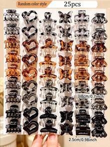 5/25/45pcs Assorted Random Brown & Tortoiseshell Mini Hair Clips, Anti-Collapse Hair Clips, Fashion Versatile Hair Accessories For Girls, Suitable For Daily, Campus And Other Occasions - Multicolor - View 8
