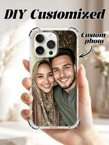 Casing Ponsel DIY dengan Sudut Airbag, Casing Foto Kustom, Kompatibel dengan 15 Pro Max / S25 Ultra / S25 Plus, Hadiah Foto Pernikahan, Hadiah untuk Pasangan, Teman, Keluarga, Wisuda, Ulang Tahun Pernikahan, Ulang Tahun, Angkatan 2026, Hadiah yang Dipersonalisasi, Hadiah Hari Ayah - Clear - View 3