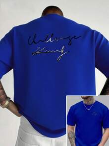 Challenge King, nueva camiseta de cuello redondo para hombre con estampado de doble cara en la parte delantera y trasera, estilo casual, deportivo, moderno y holgado, de manga corta para est - Negro - Ver 8