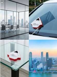 1pc Double-Sided Magnetic Glass Cleaner, Suitable For Single-Layer Glass, Triangular Design, Suitable For 3-8mm Thick Ordinary Single-Layer Glass, Strong Magnetic Force, Anti-Pinch Design, ABS Material - Multicolor - View 4