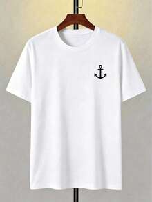 Men's Short-Sleeved T-Shirt With A Round Neck And Simple Design - White - View 2