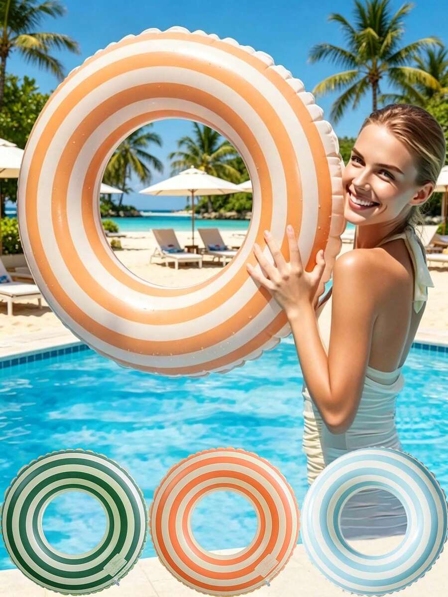 Boia Inflável com Válvula à Prova de Vazamento, Alta Flutuabilidade, Anel Flutuante, Unissex para Adultos, Design Minimalista, Adequado para Piscina, Lazer, Férias de Luxo, Viagem, Praia, Diversão na Água, Essencial de Verão, Temporada de Volta às Aulas