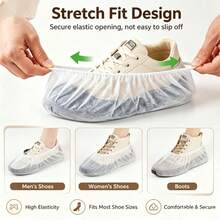 60PCS Disposable Non-Woven Shoe Covers, Elastic Dust-Proof Floor Protectors For Indoor Use, Pet-Friendly Shoe Covers For Guests, Cleaning, Moving, Hom - White - View 5