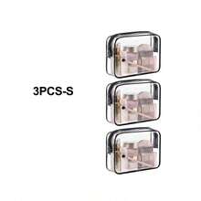 24/12/9/6/3 Transparent PVC Zipper Makeup Bag - High Quality Cosmetic And Toiletry Storage Bag, Suitable For Travel, Bathroom And Vacation Essentials (Medium Size, Transparent), Bathroom Accessories - Black - View 14