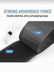 5m Reusable Hook And Loop Cable Ties, Adjustable Multi-Purpose Cable Management Straps, For Desk, Office, Dorm, Car, Garden Plants, Organizing Data Cables, Chargers & Network Cables - Black - View 8