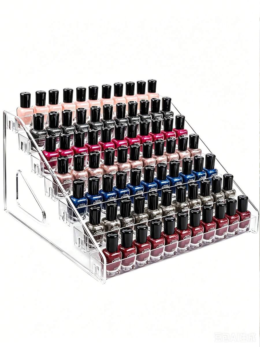 1Pc 7 Layers Nail Polish Storage Box, Makeup Organizer Cosmetics Storage, Detachable Multi-Layer Cosmetics Storage Rack, Oil Holder Cosmetic Display Case Sunglasses Eyewear Shelf Tray, Living Room Decor, Wedding Decoration, Back To School, Christmas
