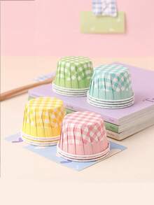 30PCS Macaron Plaid Greaseproof Baking Paper Liners, Ideal For Home Baking, Holiday Parties, Wedding Dessert Table Decoration And Various Festival Cake Packaging - Multicolor - View 3