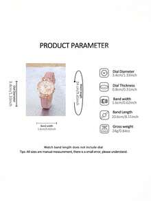 6/1pc, Fashionable Minimalist Elegant Cute Girls Round Pointer Display Quartz Watch Suitable For Girls To Wear, Paired With Heart-Shaped Rhinestone Jewelry, Necklace, Bracelet, Earrings, Ring, Suitable For Parties, Gatherings, Birthdays, Various Holidays To Tell Time, Also Perfect As The Best Gift For Friends/Mom/Girlfriend During Mother's Day, Back To School Season, Wedding Season - Multicolor - View 8