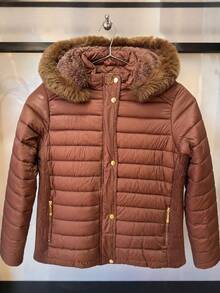 Women's Lined Plus Size Jacket - Óxido marrón - Ver 3