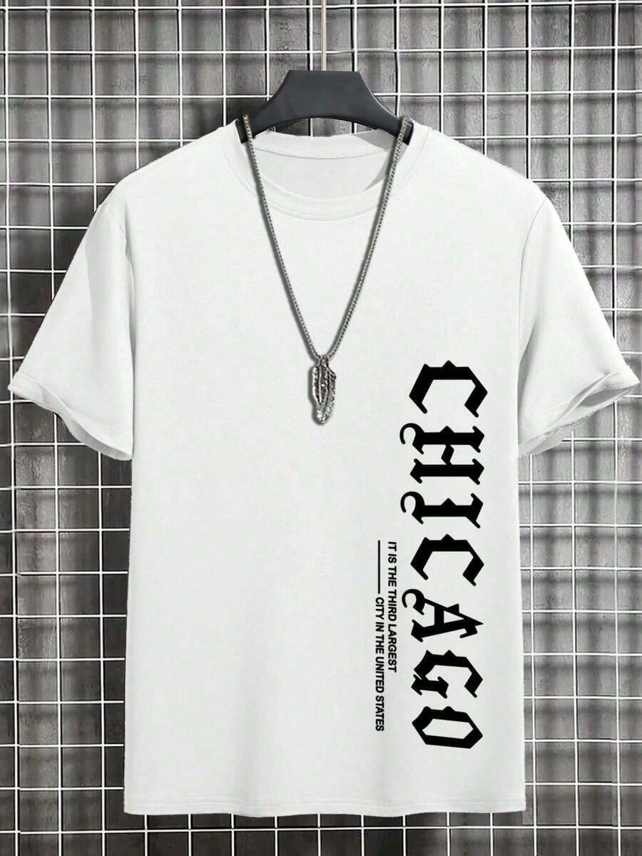 Manfinity LEGND Camiseta de manga corta de cuello redondo semitransparemte ligera con estampado de letras casual para hombres, camisetas de verano casuales vintage para hombres - Blanco - Ver 1