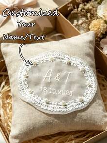 Personalized Bride Name And Date Lace Applique, Customized Name Lace Patch, Customizable Name And Date, Suitable For Wedding Dress, Veil, Clothing DIY And Handmade Crafts, Ideal Wedding Accessory, Bride Gift, Baby Keepsake, Anniversary Decoration, And Special Occasion Handmade Product For Women, Girls And DIY Enthusiasts, Elegant Lace And Pearl Wedding Dress Accessory, Romantic - Multicolor - View 8