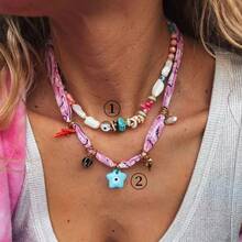 Collier pendentif en verre style bohème pour femmes, chaîne de clavicule tressée de perles faite à la main de qualité supérieure, convient pour les rassemblements, les fêtes, les vacances, ras-du-cou à la mode et polyvalent pour femmes - collier - Voir 6