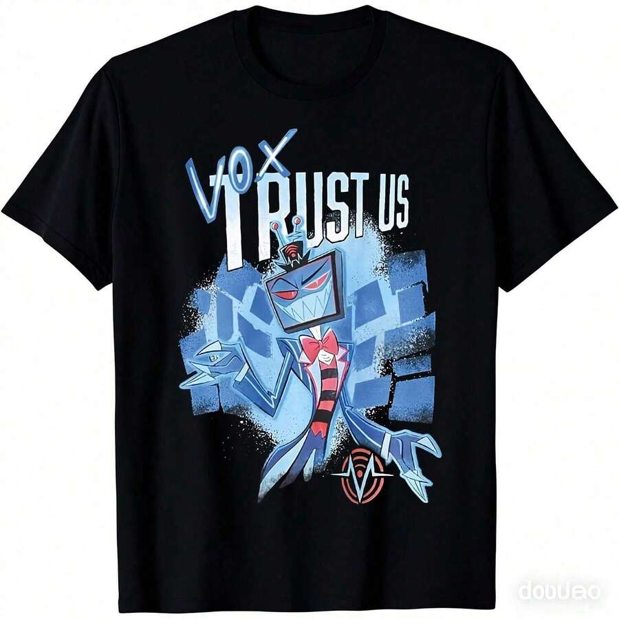 Camiseta unisex icónica de Vox - Adecuada para artículos de fan de Ha Zbin Hotel, camiseta casual de cuello redondo con estampado icónico, tallas M-XL, ropa lavable a máquina. - Negro - Ver 1