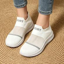 Women White Transparent Colorblock Casual Breathable Sneakers Street Style Low Top Skateboard Shoes, Comfy Non-Slip Lace Up Casual Sneakers - 白色 - 查看 5