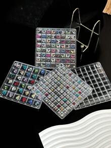 1pc Magnetic High Transparency Nail Art Rhinestone Jewelry Storage Box With Dividers - Clear - View 4